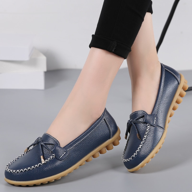 New Woman Flats Shoes Ballet Flat Sneakers Genuine Leather Spring Soft Moccasins Ladies Boat Ballerina Espadrilles Creepers